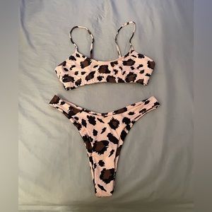 Pinkish nude and Brown Animal print Bathing suit.